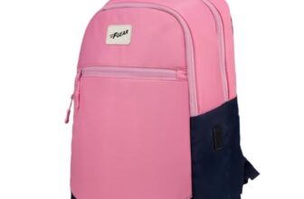 F Gear Balanzo 16L Laptop Backpack for Women & Men| College|2 Compartments, 1 Pocket, USB and TypeC Port|Luggage Strap|Detachable Key Holder|Laptop and Tablet Sleeves (Pink)