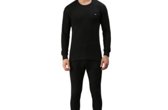 Amul Comfy Men’s Parka Round Neck and Trouser Thermal Set Black