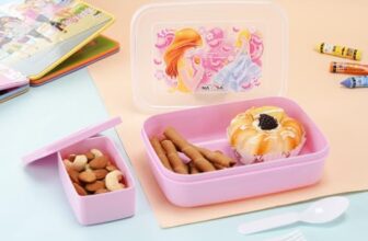 Nayasa Ninja 2 Compartment BPA-Free Plastic Lunch Box for Kids Girls | Barbie Print | Leak Proof Push Lock | Pink