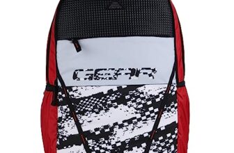 Gear School Bp04 38L Large Water Resistant School Bag/Casual 5 Compartment Backpack/Daypack/Travel Standard Backpack/Kids Bag/College Bag For Boys/Girls/Men/Women (Red-Black)