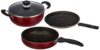 Amazon Brand – Solimo 3-Piece Aluminium Cookware Set – Fry Pan,Kadhai&Tawa|2-Way 3 Layer Non-Stick Coating|Induction Friendly Design|Pfoa Free|High Temperature Resistant Exterior Coating,Maroon