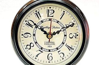 Handmade Antique Wooden Table Top Clock Desk Clock – Unique Priced Antique Style Roman Number Home & Office Study Living Room Decoration Gift Item (Brown)