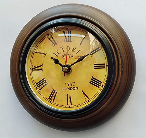 Handmade Antique Wooden Table Top Clock Desk Clock – Unique Priced Antique Style Roman Number Home & Office Study Living Room Decoration Gift Item (Brown)