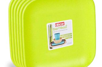 Décor EcoLite Bamboo Dinner Plates | Non Toxic Reusable Dishwasher Safe Dinner Plates | Eco-Friendly Large Size Dinnerware Gift Set – Set of 6, Lime
