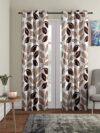 Cortina 2 Piece Floral Design Panel Eyelet Polyester Door Curtains – 7 Feet, Brown | Light-Filtering