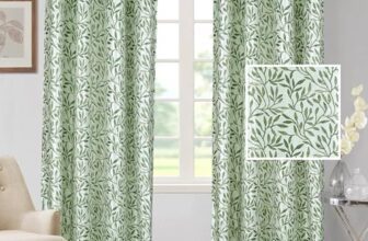 Cortina Polyester 75% Blackout Curtains Set of 2 Floral Print | Grommet Eyelet Window Curtains for Living Room, Bedroom & Kids Room | Light Filtering Drapes for Privacy (Green, 7 FT)