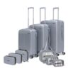 ACEPACK by Verage Megatron 9-Pcs Family Luggage Set | 3 Polypropylene Trolley Suitcases (S+M+L) + 3 Vanity Cases + 3 Wash Bags | Spinner Wheels, Number Lock, Lightweight Travel Suitcase Set