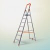 HOUZA Aluminium Ladder for Home 7 Steps Foldable with Anti-Skid Wide Steps | Multi-Purpose Heavy Duty Ladder, Kitchen & Household | 250 Kg Load Capacity | 5 Year Warranty (Orange)