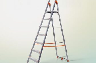 HOUZA Aluminium Ladder for Home 7 Steps Foldable with Anti-Skid Wide Steps | Multi-Purpose Heavy Duty Ladder, Kitchen & Household | 250 Kg Load Capacity | 5 Year Warranty (Orange)