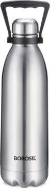 BOROSIL 1800ml Bolt 24 Hours Hot and Cold, Double Wall Vaccum Insulated Flask Bottle 1800 ml Steel Bottle(Pack of 1, Steel/Chrome)