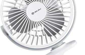BAJAJ Pygmy Mini | Personal Fan | USB Rechargeable with 2 Year Warranty Ultra High Speed 110 mm Table Fan(1 Star | White | Pack of 1)
