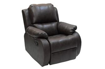 The Couch Cell | One Seater Recliner Chair | Brown Leatherette Upholstered Recliner | Manual Single Seater Recliner | Comfortable Recliner for Living Room Bedroom Home Seating