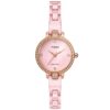 TIMEX Analog Watch for Women with Mother of Pearl Pink Round Dial & Pink Ceramic Bracelet Band Water Resistant Women’s Wrist Watches – TWEL15701
