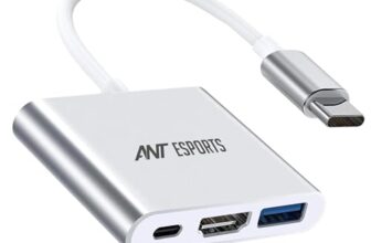 Ant Esports AEC310 USB C to HDMI 3-in-1 Adapter, Type-C Hub to HDMI 4K Output USB 3.0 Port and USB-C 100W Charging Port, Compatible for USB C Laptops and Other Type C Devices_ Matt Silver