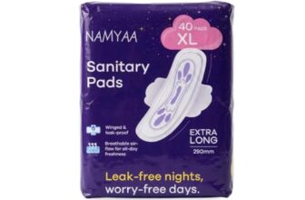 Namyaa Sanitary Pads XL 290mm – Extra Long, Ultra Thin, Winged & Leak-Proof Pads for Heavy Flow – Breathable, Rash-Free Comfort (40 Pads)