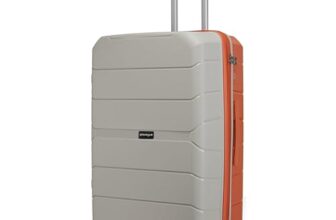 Provogue Cascade Hard-Sided PP 65 Cm Trolley Bags for Travel Medium Size | Expandable Luggage Suitcase with 8 Wheels | Combination Lock | 5 Year Warranty (Timberwolf Grey/Burnt Orange)
