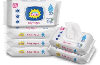 Super Cute’s 98% Water Based Baby Wipes with Lid, Enriched with Aloe Vera and Vitamin E, No Alcohol|Paraben Free (432 Wipes)