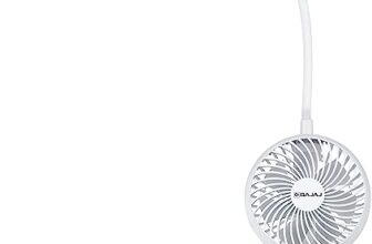 Bajaj Airlight 85 MM Personal Rechargeable Fan With Task Lighting | 8 W Table Fan | 360-Degree Table Lamp | 3-6 Hours Battery Backup | Silent Operation | USB Charging Fan | 1-Year Warranty 【White】