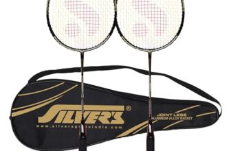 Silver’s Jointless Aluminium Alloy Composite Impulse Badminton Kit (2 Racquets with Full Cover)(Black/Gold)