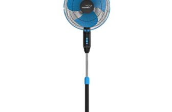 V Guard Gatimaan Pro HSP N High Speed Pedestal Fan | 3 Adjustable Fan Speeds | Rust Resistant ABS Body | Powerful 2100 RPM Motor | Blue Black | 40 cm (400mm)