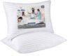 9villa Hollow Fiber Sleeping Pillow 41X61 CM (16X24 inch) Satin Strpe White Fabric Microfiber Pillow Pack/Set of 2