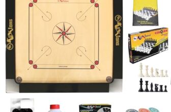 KOXTONS – Carrom Board 36 INCH Full Size with 3″ Border & 8 mm Ply (Premium) with STRICKER & Accessories and Vista 14 INCH Chess Conquer Gift Set