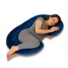 Amazon Basics Full Body Pregnancy Pillow for Maternity,Baby Nursing,Full Body Support|C-Shaped-Washable Cover with Zip-Blue, Grey, Velvet
