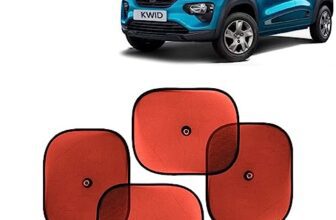 KINGSWAY Car Window Curtain Sticky Sun Shades Compatible with Renault Kwid, (Year 2019 Onwards), Universal Fit Sunshades for Side Window, Rear Window, Red Color, 4 Pieces
