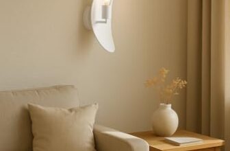 BENE Apia Mild Steel Indoor Modern Wall Light, E-27 Base Wall Lamp for Home Decor – Living Room, Bedroom, Corridor, Staircase, Foyer, 36 cm (White, Pack of 1)