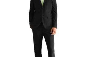 Arrow Tailored Fit 2 piece Suit for Men – Single Breasted Blazer with Trouser, Coat Pant for Men – 40, Black