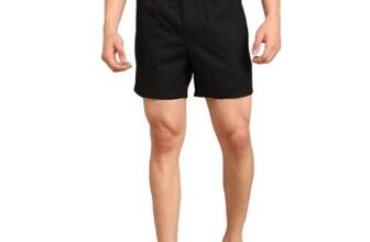 Pepe Jeans Men’s 100% Cotton Boxers Solid Shades, Soft & Breathable, 2 Side Pockets_Black_M