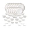 La Opala Opal Glass Crockery | for Family of 6 | Dinner Set 35 pcs Spring Meadows | Plates & Bowls for Dining | Microwave Safe | 100% Vegetarian | Extra Strong | Extra Light & White