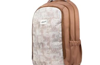 F Gear Shinra Mocha Mousse 34L School Backpack|3 Compartments|Airflow Padded Back Panel|Ergonomic, Lightweight & Durable with water Bottle Holders|Ideal for School, College, Office Travel & Daily Use