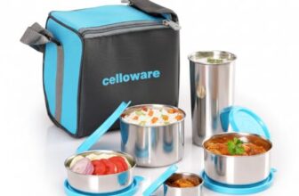 CELLO Steelox Set of 5 Pcs Lunch Box with Jacket For Office, Blue | 550ml, 375ml, 225ml, 50ml Stainless Steel Containers & 375ml Tumbler |Lightweight Leakproof Airtight Tiffin Box For Daily Use Travel