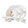 Larah by Borosil Firefly Fluted Series Opalware Dinner Set Of 4 Full Plate, 4 Quarter Plates, 4 Veg Bowls and 1 Serving Bowl | Bone-Ash Free Crockery Set for Dining Table (White, 13 Pieces)