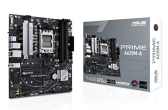ASUS Prime A620 Micro-ATX Motherboard, DDR5, PCIe 4.0 Support, Dual M.2 Slots, DisplayPort/HDMI/VGA, USB 3.2 Gen 1 Ports, Front USB 3.2 Gen 1 Type-C, BIOS Flashback, Noise Cancelation, Aura Sync