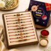 TECHBASICS Combo of 10 Dora Rakhi Set for Brother, Bhaiya, Bhabhi for Rakhi/Rakshabandhan with Roli Chawal & Greeting Card | Premium Rakhi Hamper RKHMPR67