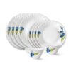 Larah by Borosil Nina Fluted Series Opalware Dinner Set | 12 Pieces for Family of 4 | Microwave & Dishwasher Safe | Bone-Ash Free | Crockery Set for Dining & Gifting | Plates & Bowls | White