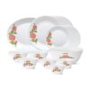 Larah by Borosil – Tiara Series, Rose Gold, 27 Pcs, Opalware Dinner Set, White