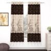 MollisHomes Window Curtains 5 Feet Long Set of 2 | Light Filtering Curtains for Window | Abstract Design, Polyester Curtain and Drapes for Living Room | (118 x 152 cm, Cream & Brown)