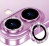 CLITZ Camera Lens Protector for iPhone 16 and 16 Plus, Bling Individual Metal Diamond Ring, 9H Hardness Scratch Resistant Camera Lens Guard, Case Friendly, Pink Diamond