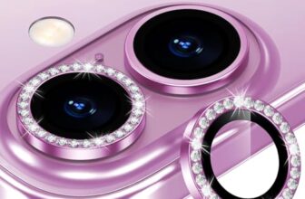 CLITZ Camera Lens Protector for iPhone 16 and 16 Plus, Bling Individual Metal Diamond Ring, 9H Hardness Scratch Resistant Camera Lens Guard, Case Friendly, Pink Diamond