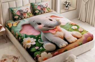 MollisHomes 240 TC Cotton Double Bedsheet for King Bed (225×250 Cm) | 7D Digital Printed Double Bedsheet with 2 Pillow Covers | Soft, Wrinkle Packaging – Elephant