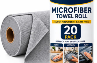 ORJILO Microfiber Cleaning Cloth Roll 20 Pack Grey Cloth Napkins(20 Sheets)