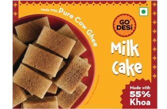 GO DESi – Cow Ghee Milk Cake with 55% Khoa | Doodh Peda | Made with Milk Solids | Indian Mithai | Sweets Gift Pack | 180 grams