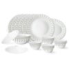 Larah by Borosil Ora Gold Fluted Series Opalware Dinner Set | 23 Pieces for Family of 6 | Microwave & Dishwasher Safe | Bone-Ash Free | Crockery Set for Dining & Gifting | Plates & Bowls | White