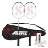 Silver’s Aluminium Defender Badminton Kit (2 Racquets with Full Cover, 1 Box Feather Shuttlecock Pack of 3)(Red/White)