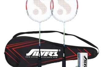 Silver’s Aluminium Defender Badminton Kit (2 Racquets with Full Cover, 1 Box Feather Shuttlecock Pack of 3)(Red/White)