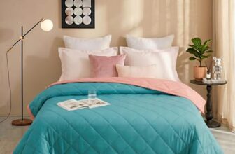 HOMEKART Colour Pop Microfiber Comforter 80×90 Inch | Double Bed Reversible AC Comforter | Soft Quilted Lightweight Blanket | 150 GSM Cozy All Season Comforter (Caribbean Blue)