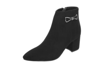 Mochi Women’s Black Suede Casual – Boots with Mid heel-UK-36(31-81)